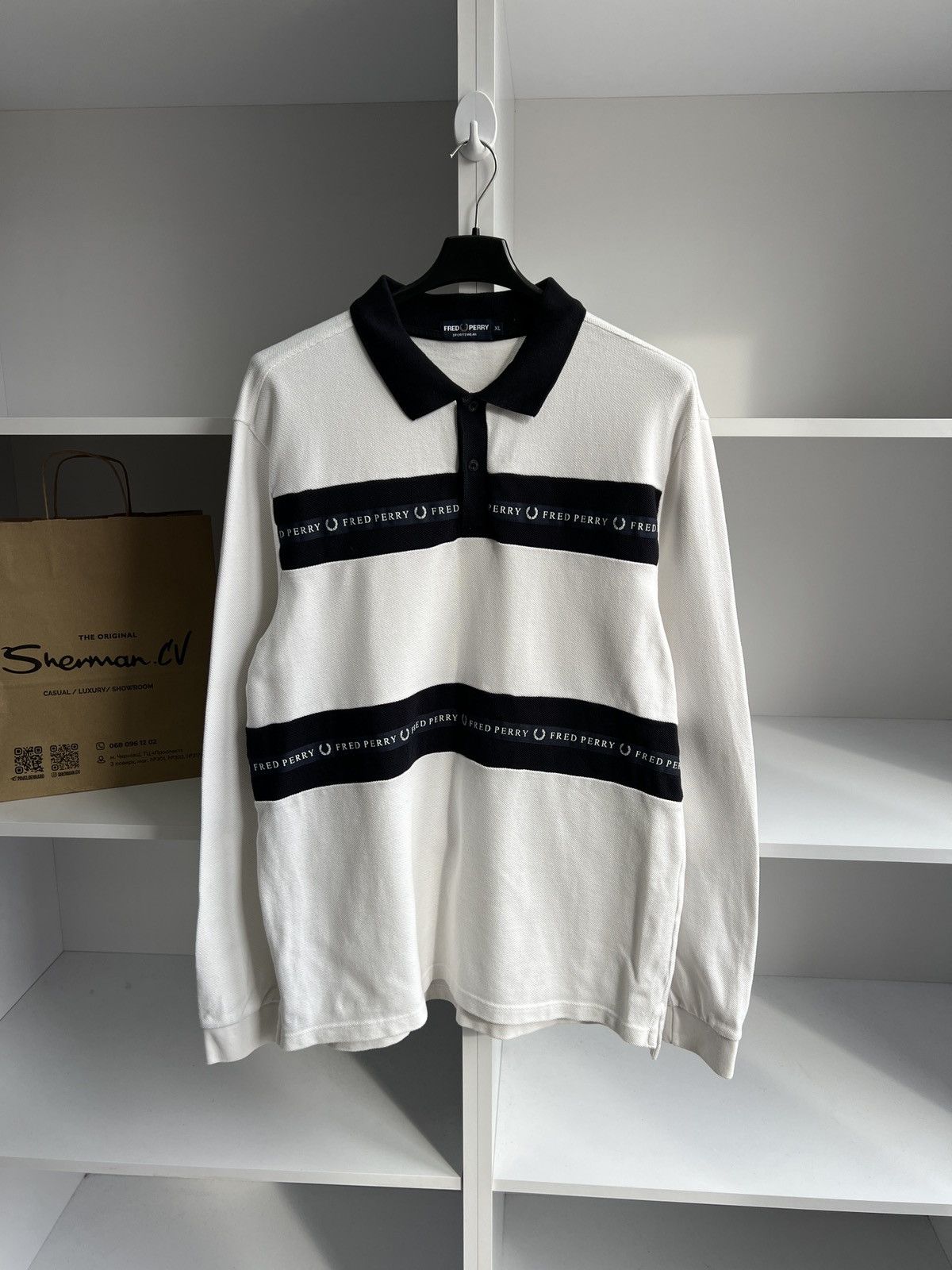 Fred Perry × Vintage Vintage Fred Perry Logo Rugby long sleeve Size US XL / EU 56 / 4 - 4 Thumbnail