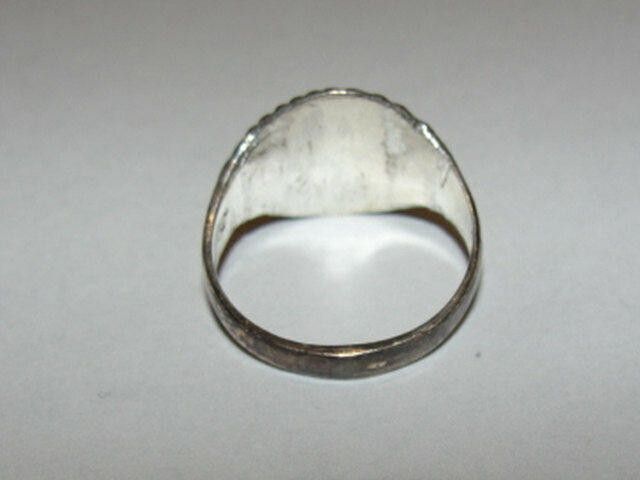 Designer Small Round Antiqued Sterling Silver Signet Ring Size ONE SIZE - 4 Thumbnail