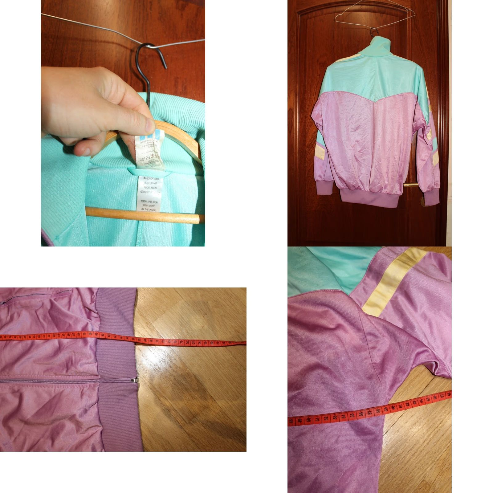 Adidas VINTAGE Adidas Track Jacket Unisex Adults M Green/Violet/Yellow 90s, 80s Zip Padded All Seasons Reg Fit Size US M / EU 48-50 / 2 - 8 Thumbnail