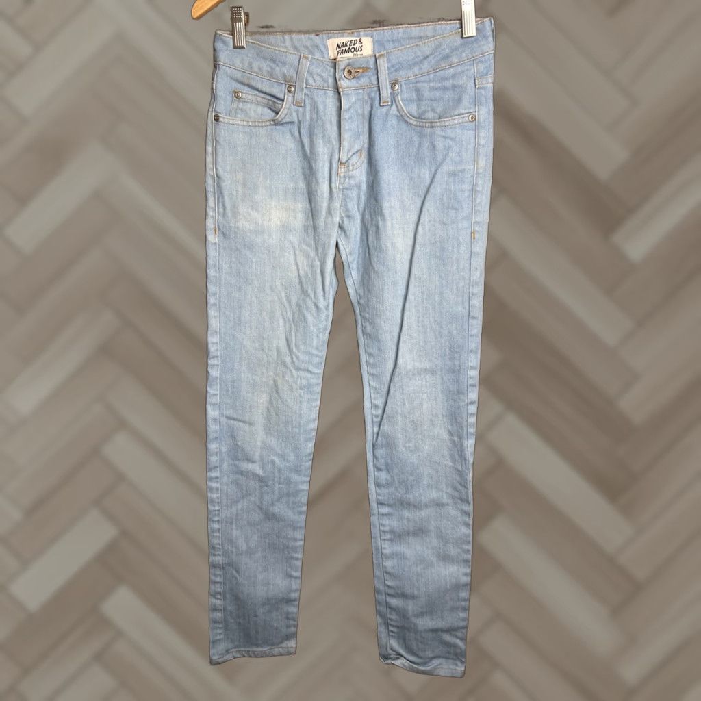 Vintage Naked & Famous Denim Jeans Men’s Skinny 29 Light Blue Inseam 31 Regular Waist 29 N&F Super Guy Mens Jeans Size US 29 - 1 Thumbnail
