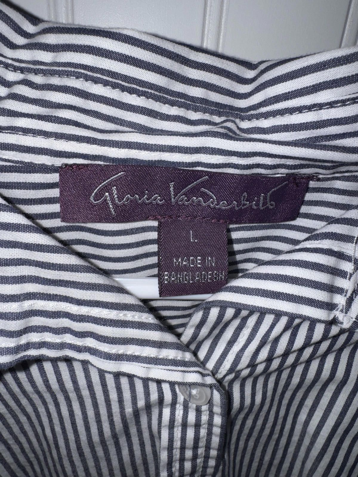 Other Gloria Vanderbilt Striped Button-Up Shirt Large Size L / US 10 / IT 46 - 3 Thumbnail