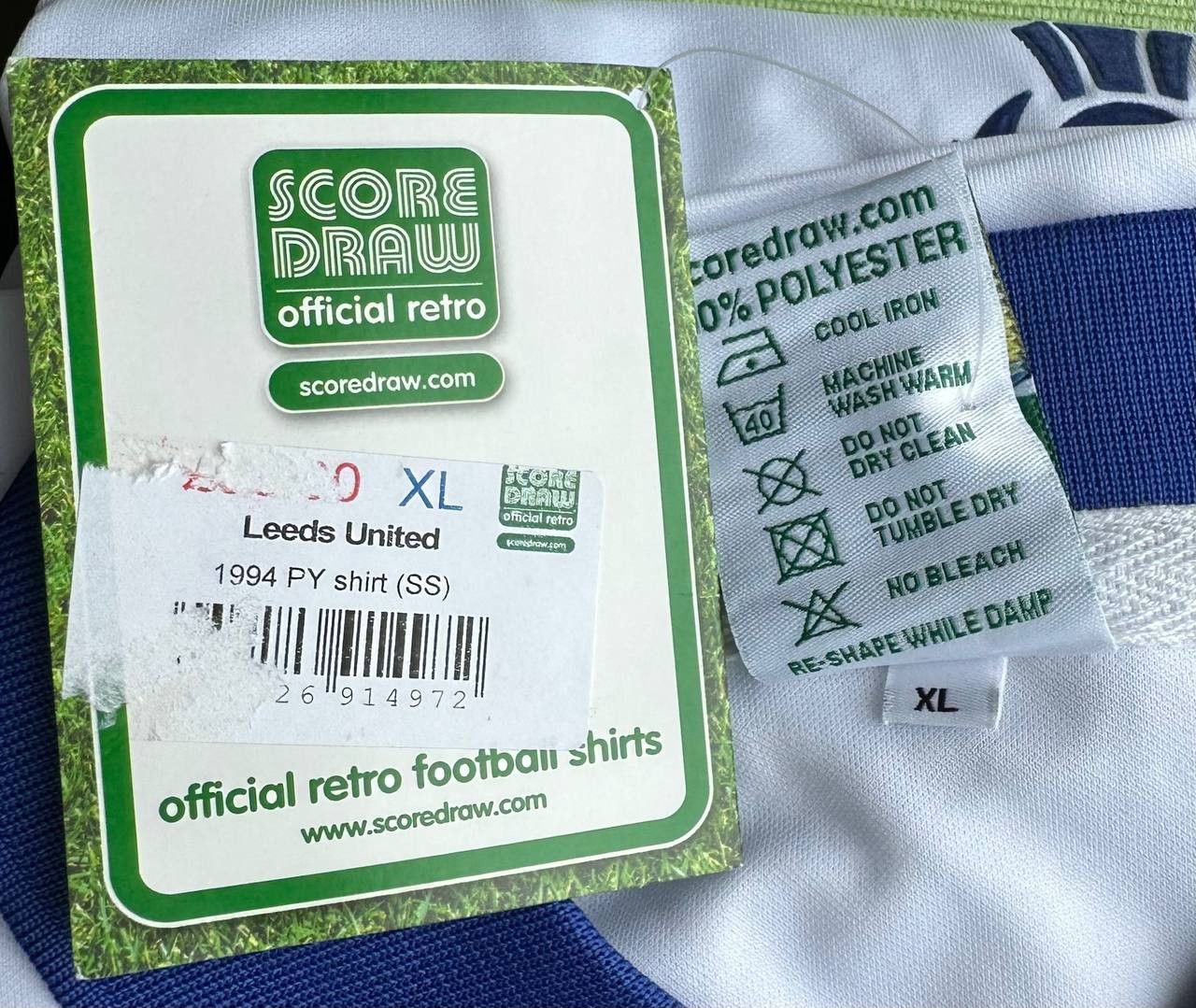 Other Leeds United home 1993 1995 Score draw football shirt jersey Size US XL / EU 56 / 4 - 11 Thumbnail