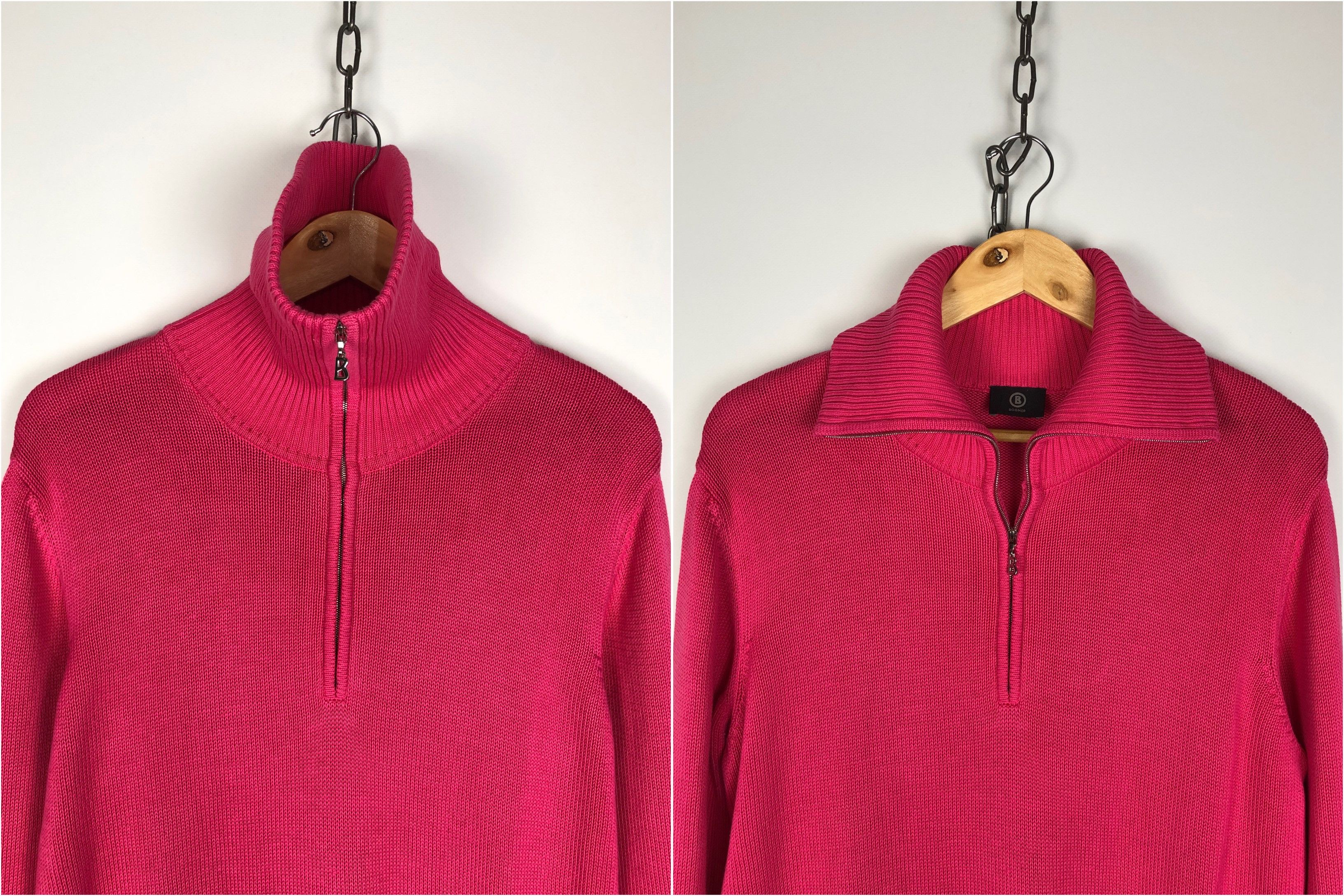Bogner Bogner Knit Sweater 1/4 Zip Pullover Pink size US 16 Size XXL / US 16-18 / IT 52-54 - 2 Thumbnail
