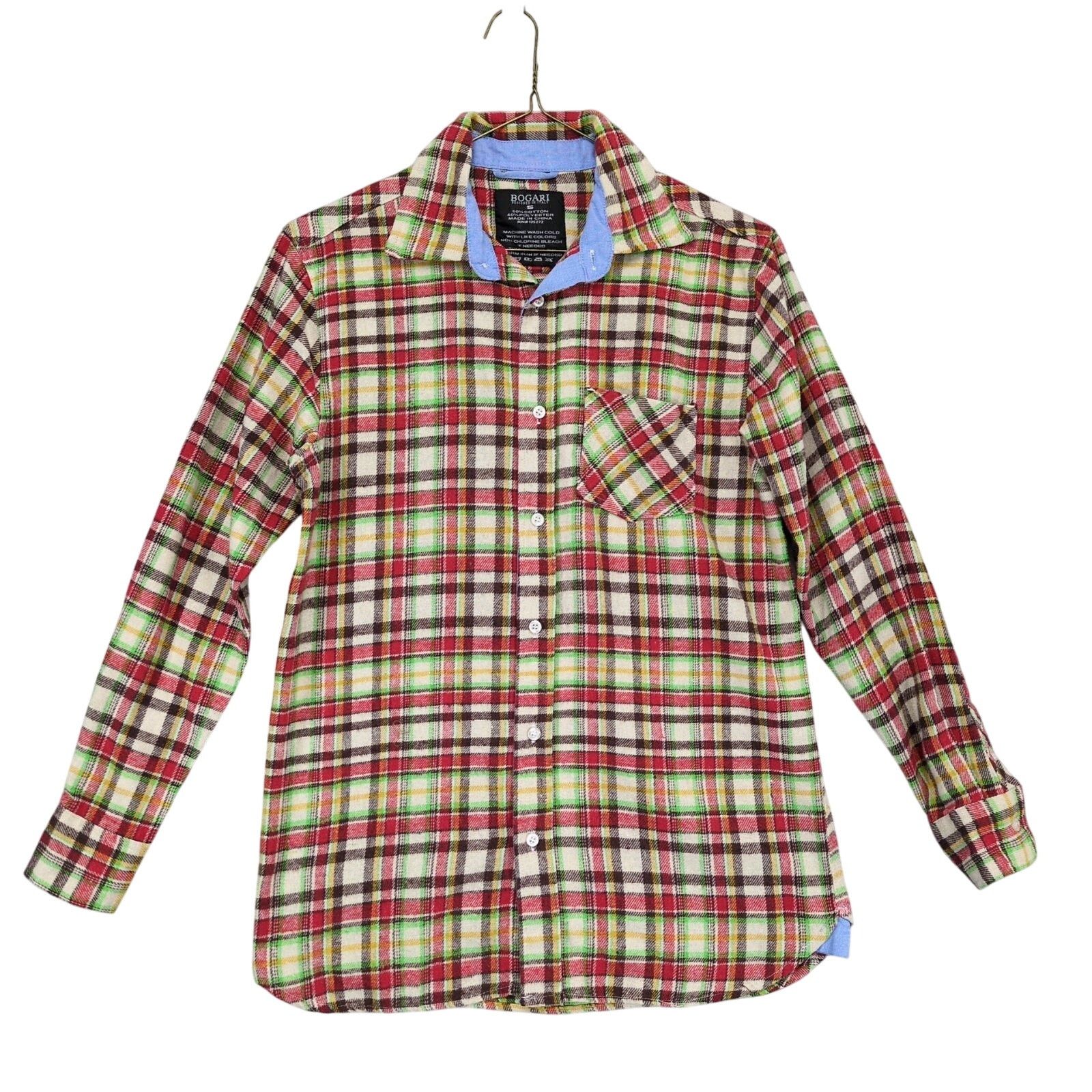 Other Bogari Italy Mens S Soft Flannel Long Sleeve Button Up Shirt Size US S / EU 44-46 / 1 - 1 Thumbnail