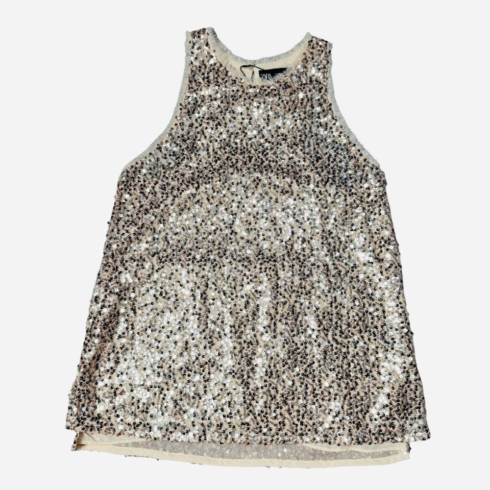Zara New Zara Sequin Sleeveless Beige Top Size XS Size XS / US 0-2 / IT 36-38 - 5 Thumbnail