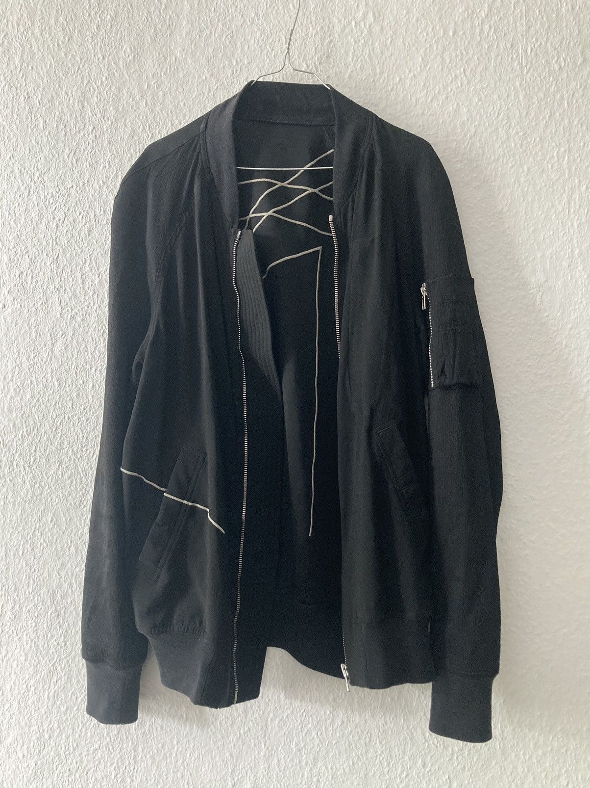 image of Rick Owens Ss16 Embroidered Crepe Bomber Jacket Cyclops in Black, Men's (Size Medium)