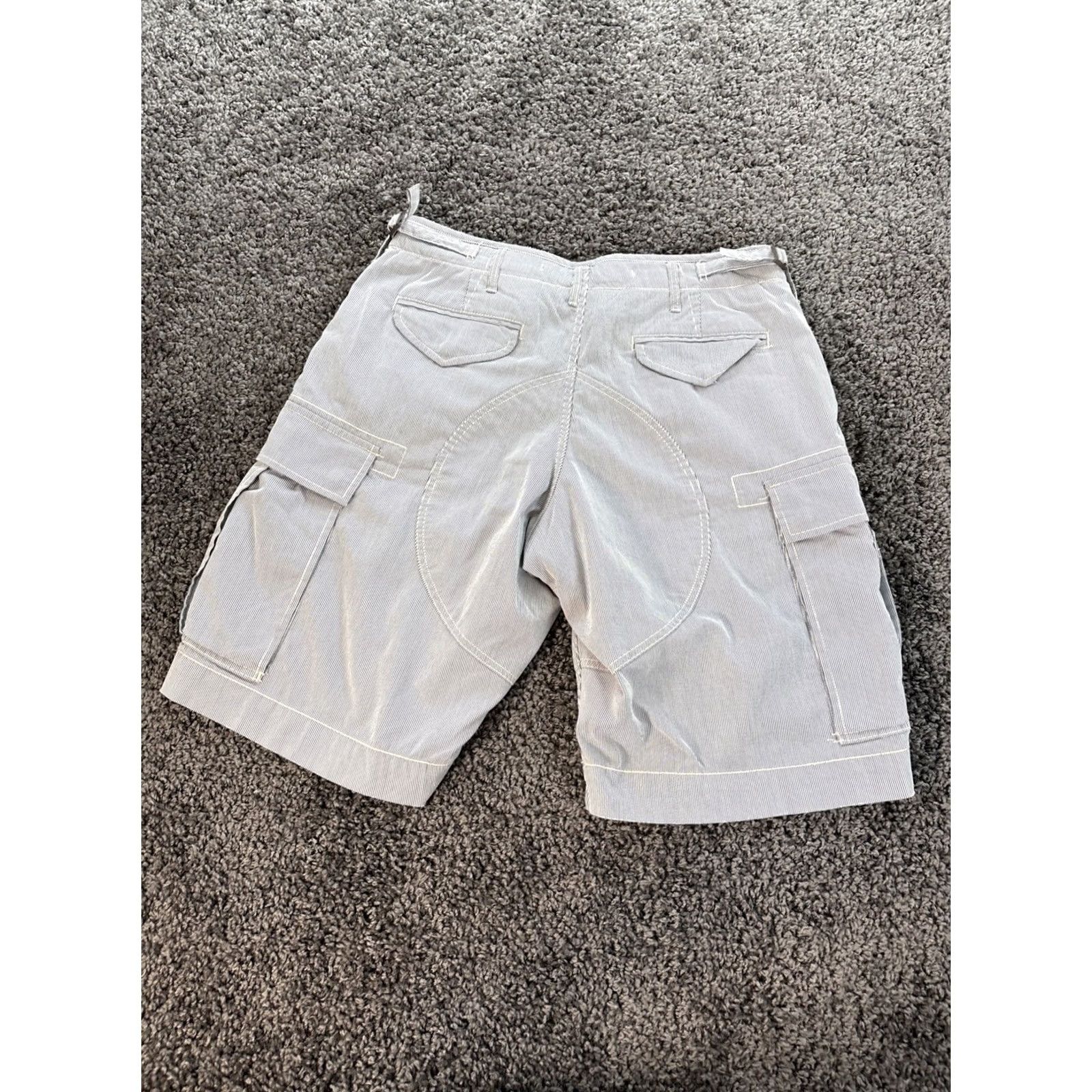 Polo Ralph Lauren VINTAGE Polo Ralph Lauren Shorts Mens 33 Seersucker Cargo Military Paratrooper Casual Travel Workwear Blue 100% Cotton Zip Size US XS / EU 42 / 0 - 8 Thumbnail
