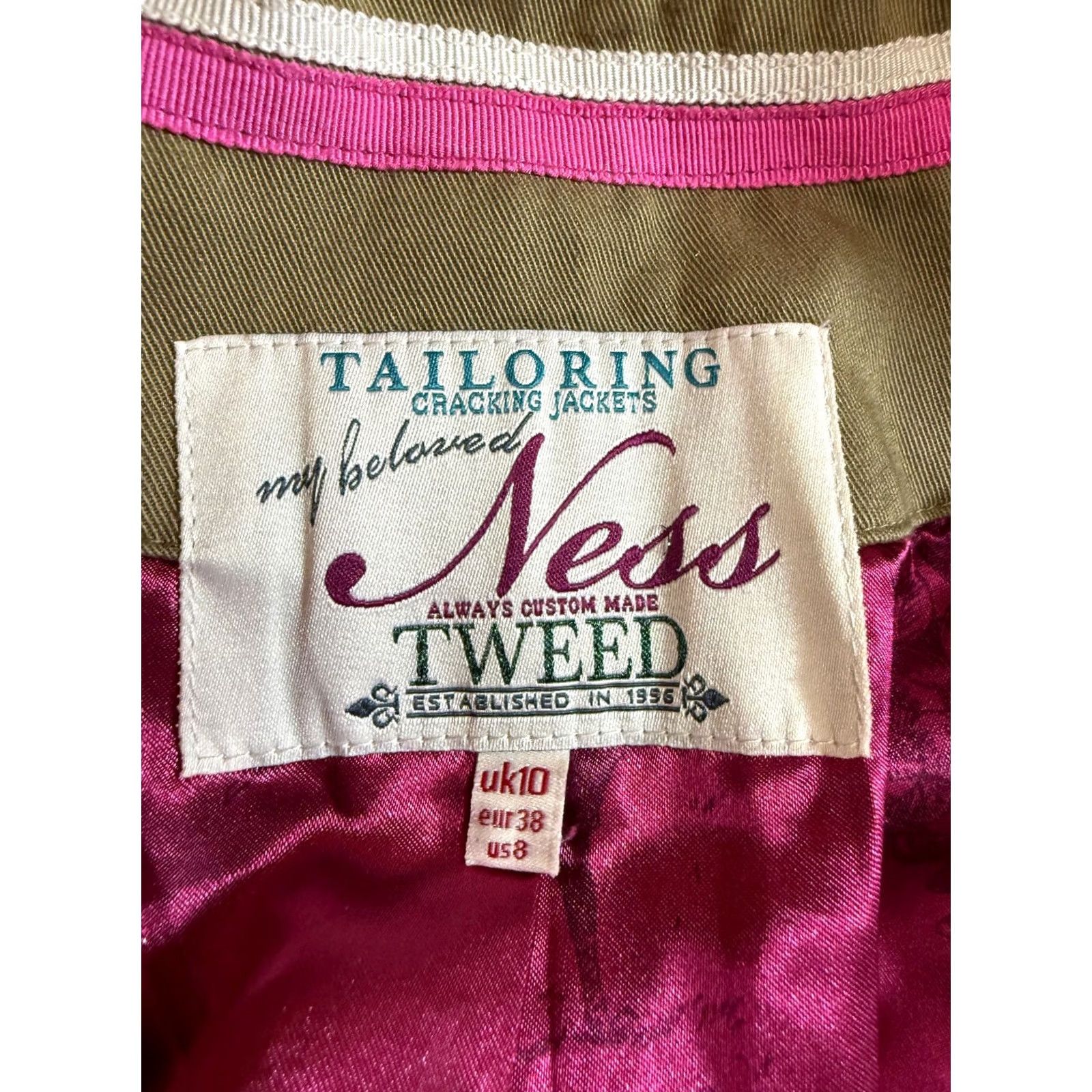 Vintage NESS Tweed Wool Blazer Jacket Green Womens UK 10 US 8 Blazer Wool Green Womens 90s Tuxedo style Size M / US 6-8 / IT 42-44 - 6 Thumbnail