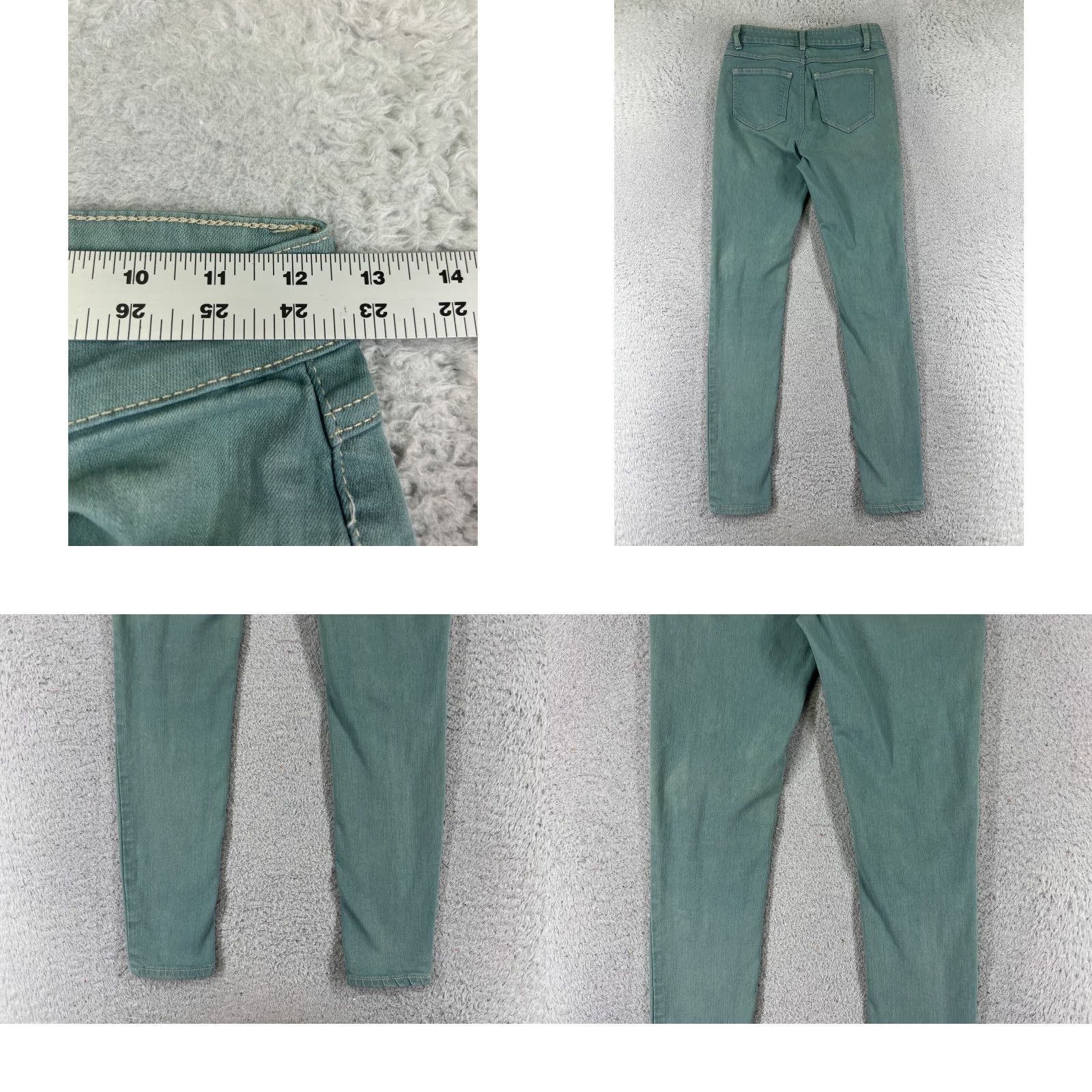 Vintage Rue21 Jeans Womens 2 Green Denim Jegging Slim Mid Rise 23x27 Cotton Blend 5-Pocket Stretch Zip Button VINTAGE? No Size 26" / US 2 / IT 38 - 9 Thumbnail