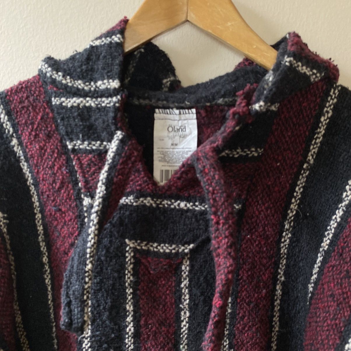 Vintage Burgundy & Navy Striped Baja Hoodie Pullover Size US M / EU 48-50 / 2 - 3 Thumbnail