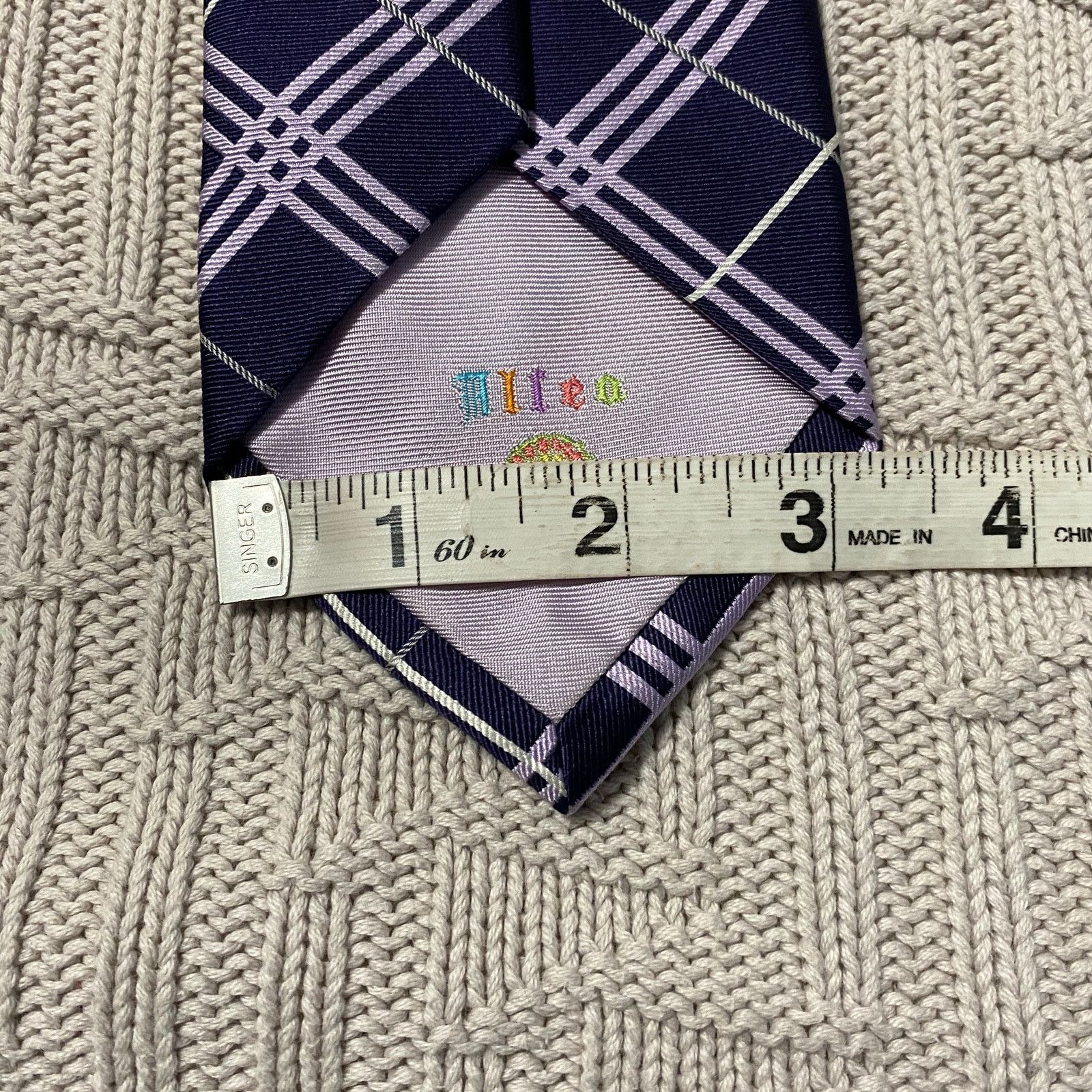 Altea Altea purple plaid Italian silk tie Size ONE SIZE - 5 Thumbnail