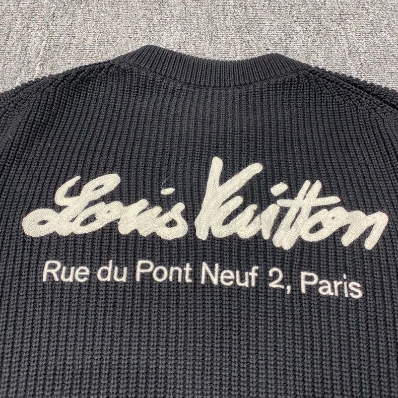 Louis Vuitton LOUIS VUITTON Black Signature Embroidered Knit Sweater Size US M / EU 48-50 / 2 - 7 Thumbnail