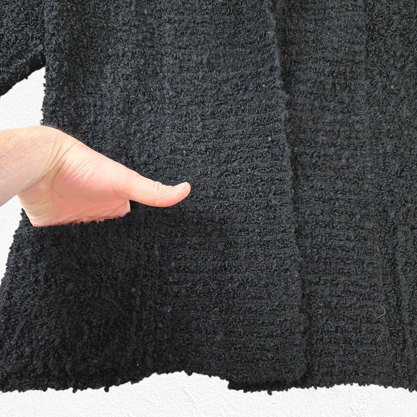 Vintage 80s Black Boucle Knit Cardigan Wool Blend Jacket Size Small Size S / US 4 / IT 40 - 4 Thumbnail
