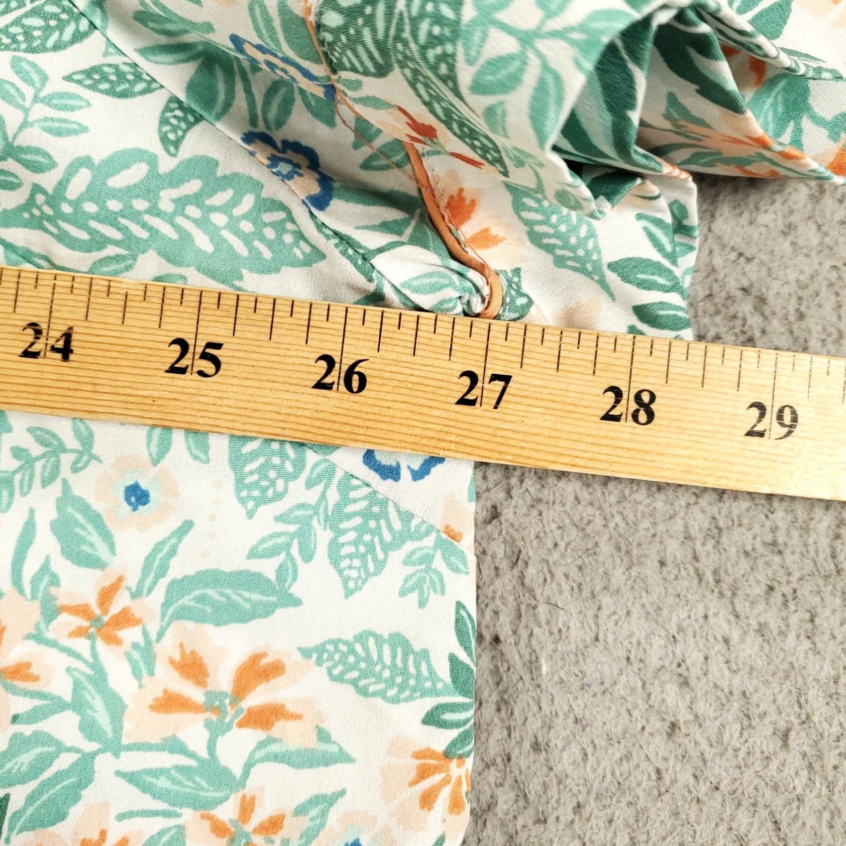 Joie VINTAGE Joie Pajama Set Womens 2XL Green Blue Shorts Button Up Shirt Top Bottom PJ Size XXL / US 16-18 / IT 52-54 - 4 Thumbnail