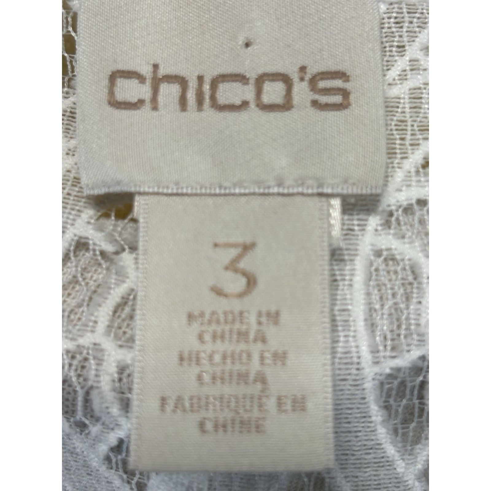 Vintage Chicos Lace Tunic Top Shirt XL Ivory 3/4 Sleeve Semi Sheer Casual Womens Size XL / US 12-14 / IT 48-50 - 7 Thumbnail
