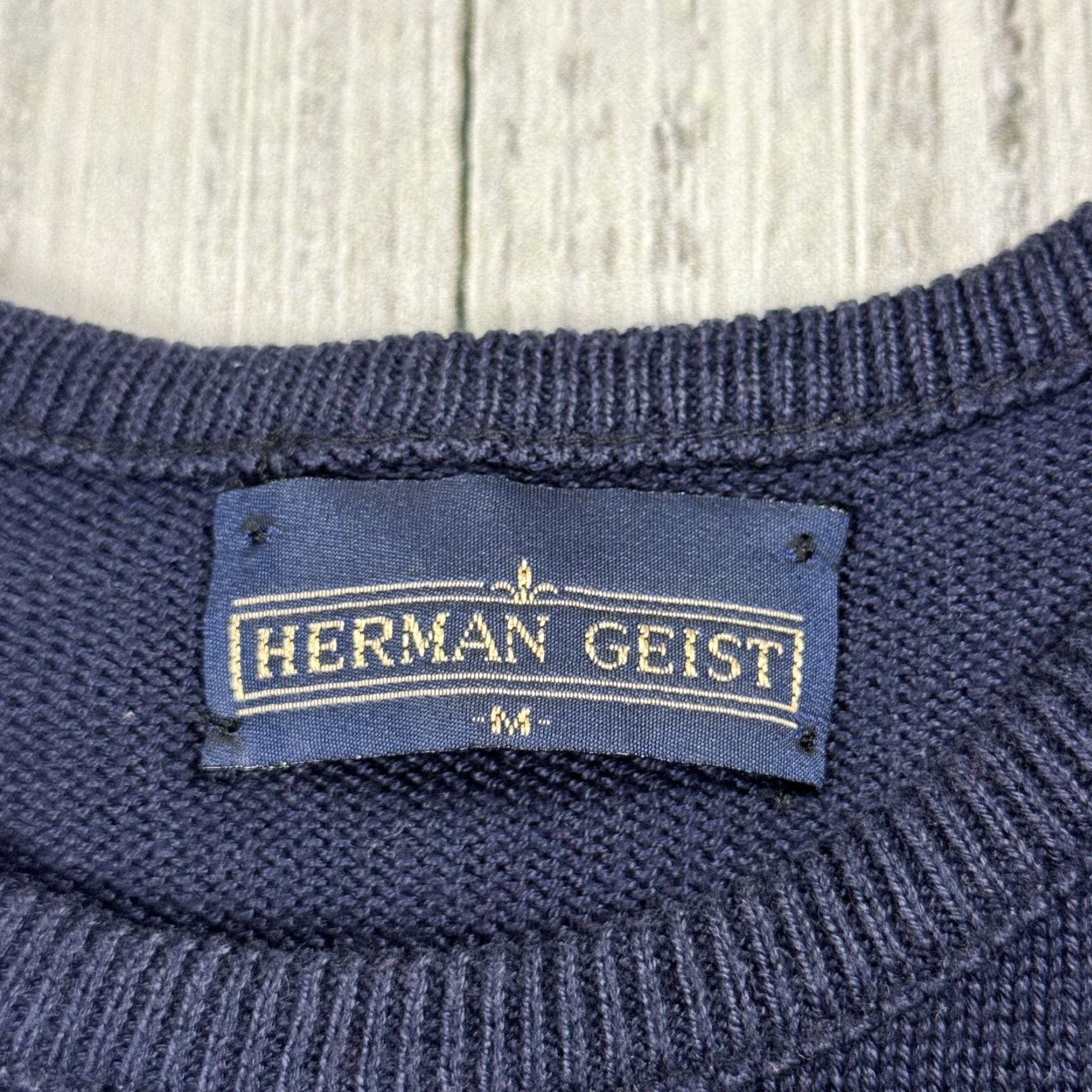 Vintage VINTAGE Herman Geist Sweater Women M Navy Embroidered Floral Knit Pullover 100% Cotton Castle Women Size M / US 6-8 / IT 42-44 - 3 Thumbnail