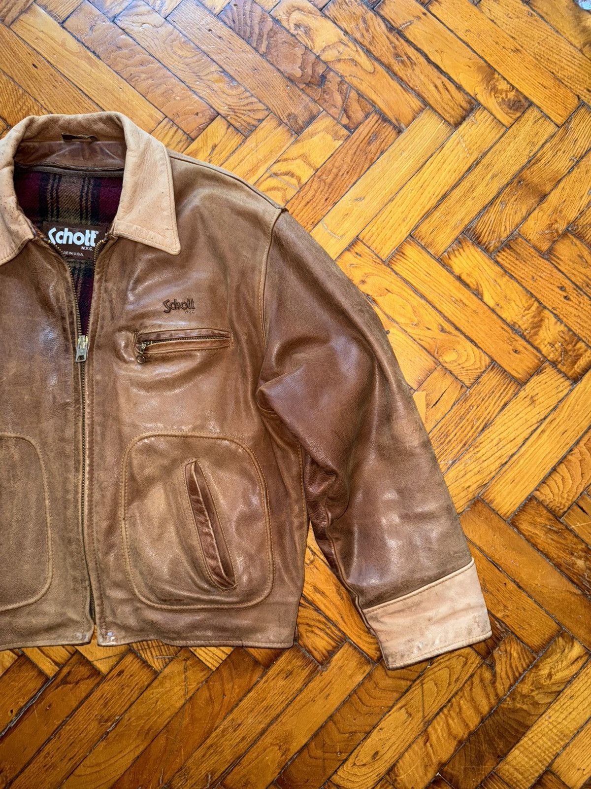 Schott Sunfaded brown leather Steerhide Schott mod. 133 highwayman Size US XXL / EU 58 / 5 - 4 Thumbnail