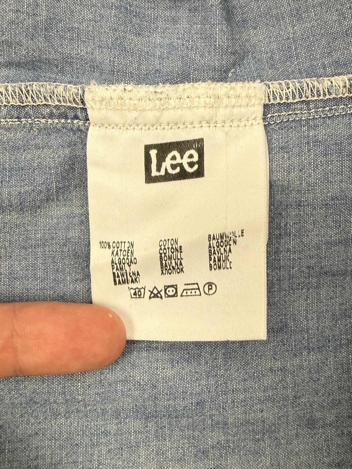 Lee Lee 101 Light Blue Chambray Button Down Crew Shirt M Size US M / EU 48-50 / 2 - 12 Thumbnail