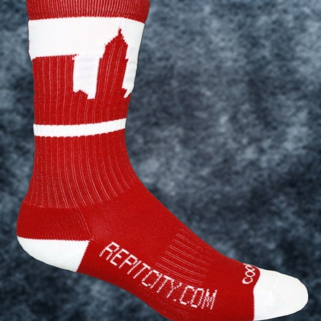 Vintage Mens Rep It City Ohio Red White CoolMax Basketball Style State Socks Size ONE SIZE - 1 Thumbnail