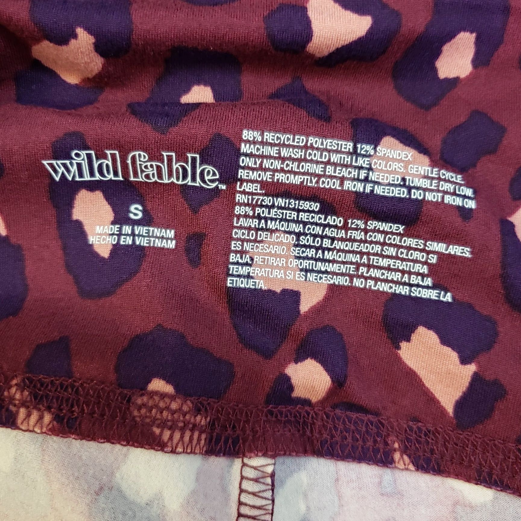 Vintage Wild Fable Womens High Rise Leggings Sz S Purple Pink Animal Print Pockets Size 28" / US 6 / IT 42 - 6 Thumbnail