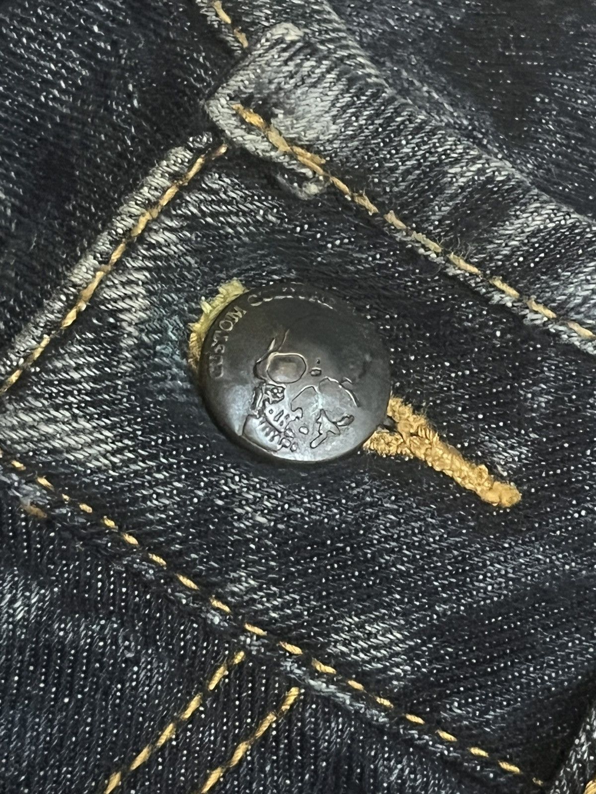14th Addiction Japanese Custom Culture Dark Washed Distressed Flare Jeans Size US 30 / EU 46 - 5 Thumbnail