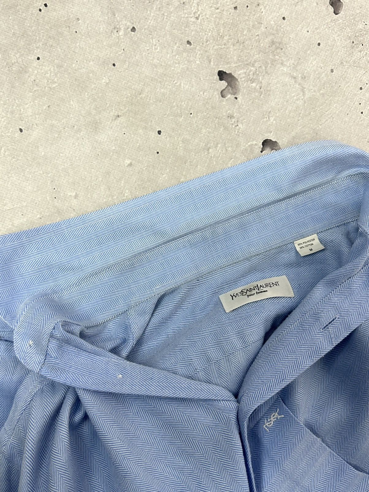 Yves Saint Laurent Vintage YSL YvesSaintLaurent Blue Cotton Short Sleeve Shirt Size US M / EU 48-50 / 2 - 10 Thumbnail