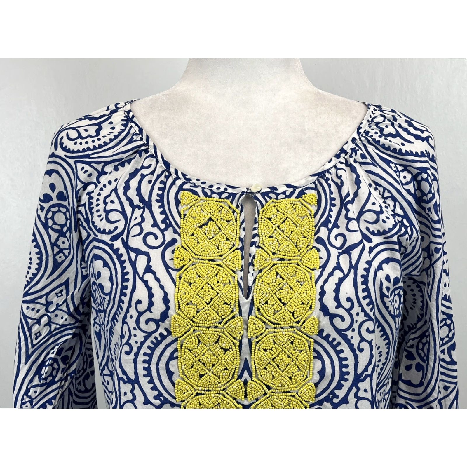 Talbots Talbots Beaded Top Shirt Womens Small Multicolor Beaded Lightweight 100% Cotton Beach Tunic Casual Size S / US 4 / IT 40 - 5 Thumbnail
