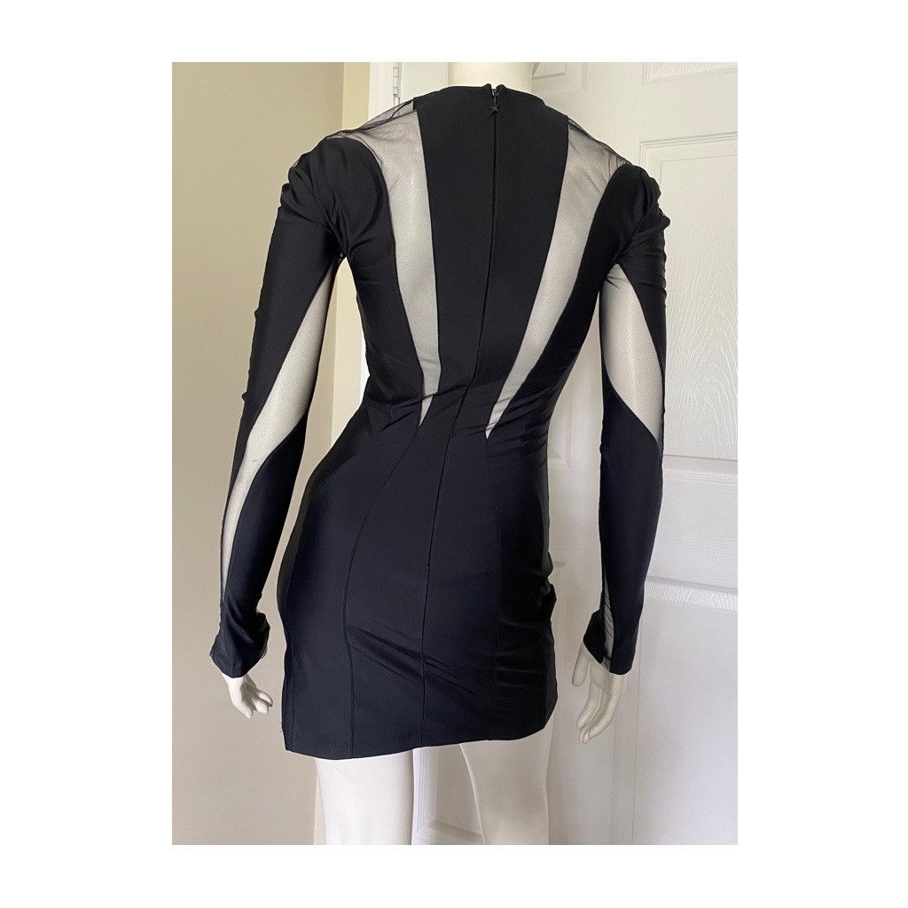 Mugler Mugler Sheer Mesh Panel Mini Dress- Black- Size 36 Size S / US 4 / IT 40 - 2 Thumbnail