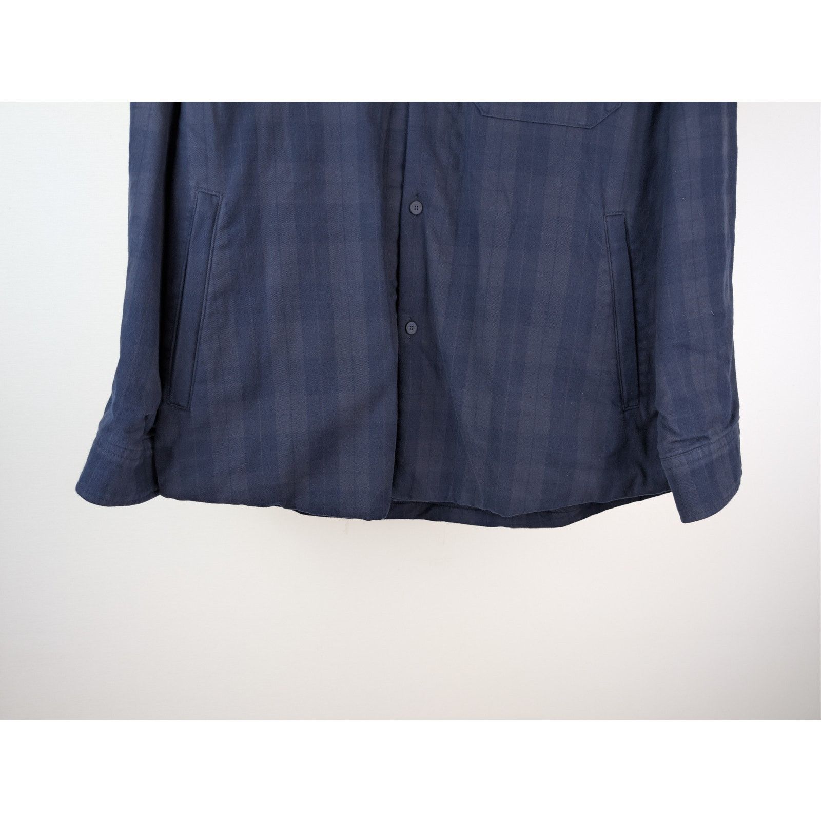 Balenciaga o1rshd1 Overdye Cotton Check Lined Shirt in Navy / Dark Navy Size US S / EU 44-46 / 1 - 4 Thumbnail