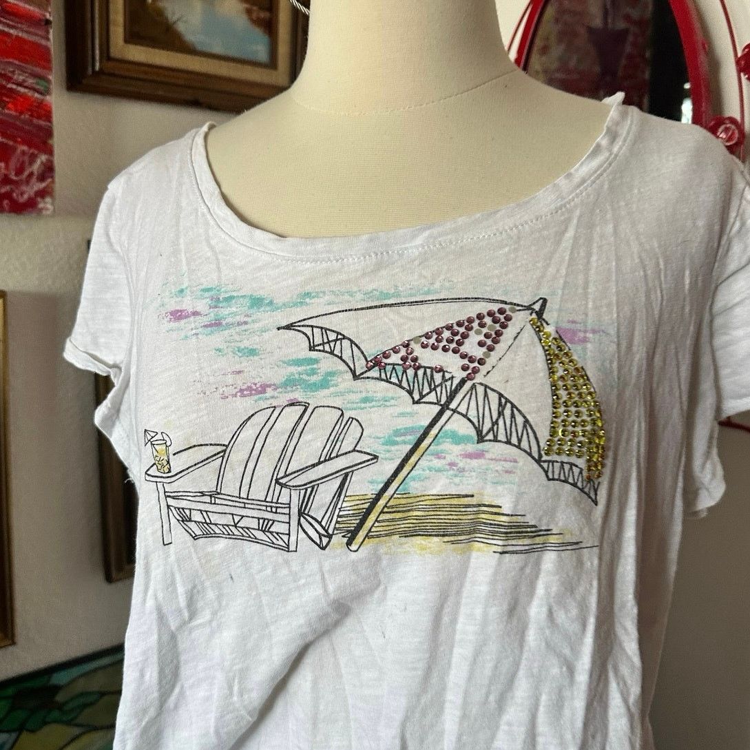 Other style&co white beach graphic shirt Size L / US 10 / IT 46 - 2 Thumbnail