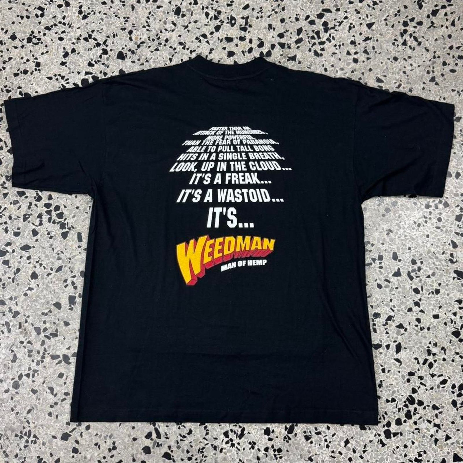 Fruit Of The Loom × Other × Vintage VINTAGE Y2K WEEDMAN MAN OF HEMP SUPERHERO PARODY TEE: Size US L / EU 52-54 / 3 - 4 Thumbnail