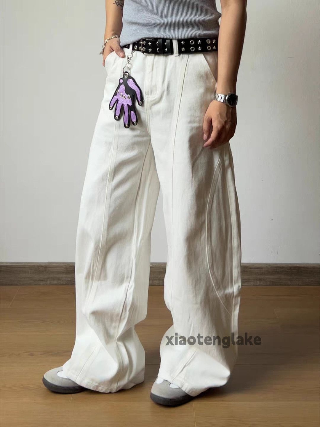 Jean xz pleated loose baggy patchwork hiphop yuppie jeans Size US 32 / EU 48 - 6 Thumbnail