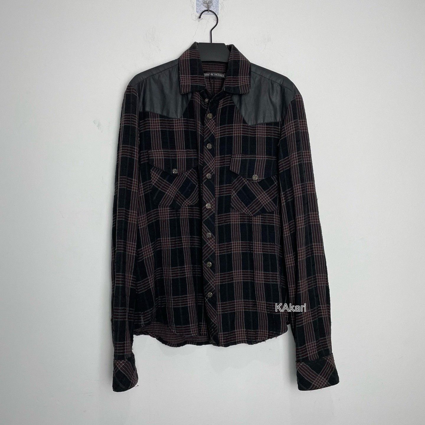 Chrome Hearts Chrome Hearts Checkered Waxed Leather Shirt Jacket Size US S / EU 44-46 / 1 - 1 Thumbnail