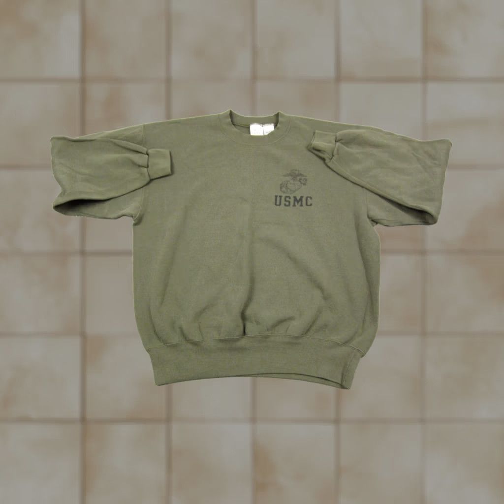 Vintage VINTAGE USMC Sweatshirt Adult Large Green Marines USA Mens 90s Size US L / EU 52-54 / 3 - 1 Thumbnail