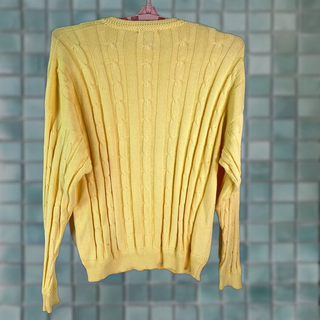 Nautica Nautica Cable Knit Long Sleeve Yellow Pullover Sweater Mens 100% Cotton XL Size Crew Neck Casual Winter Size US XL / EU 56 / 4 - 1 Thumbnail