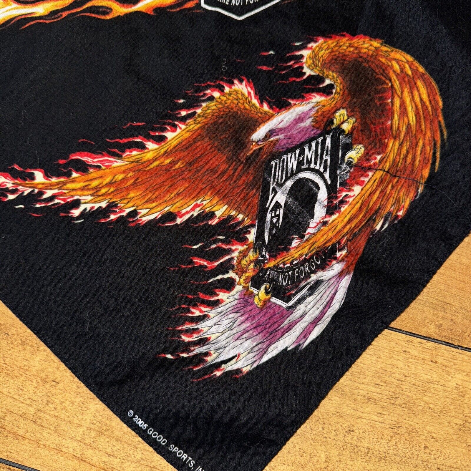 Japanese Brand × Vintage Vintage POW MIA Bandana Flames America Eagle Black Size ONE SIZE - 4 Thumbnail