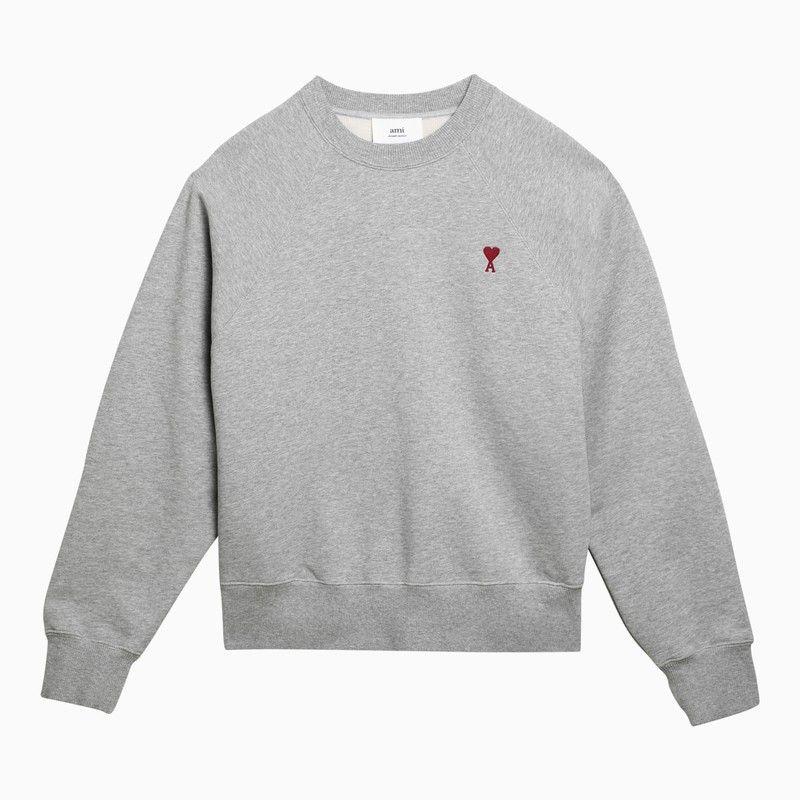 image of Ami Paris Ami De Coeur Light Grey Sweatshirt, Men's (Size XL)