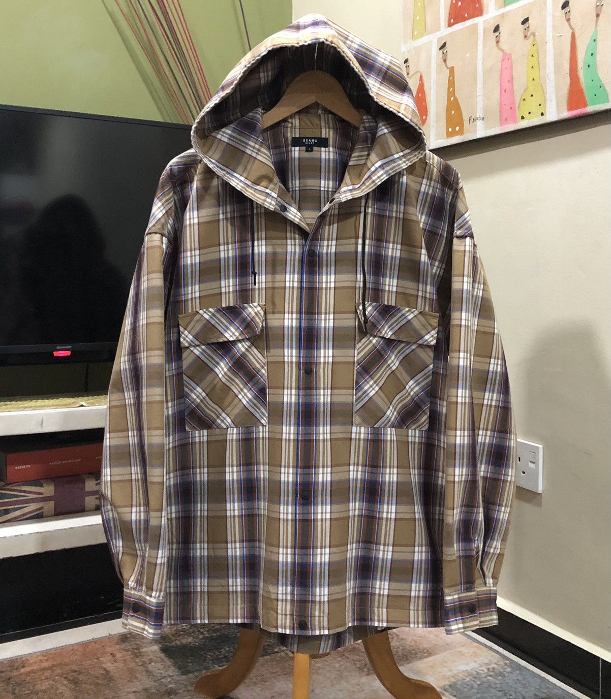 Beams Plus Beams Heart Checked Pattern Button Snap Hoodie Jacket Size US L / EU 52-54 / 3 - 1 Thumbnail