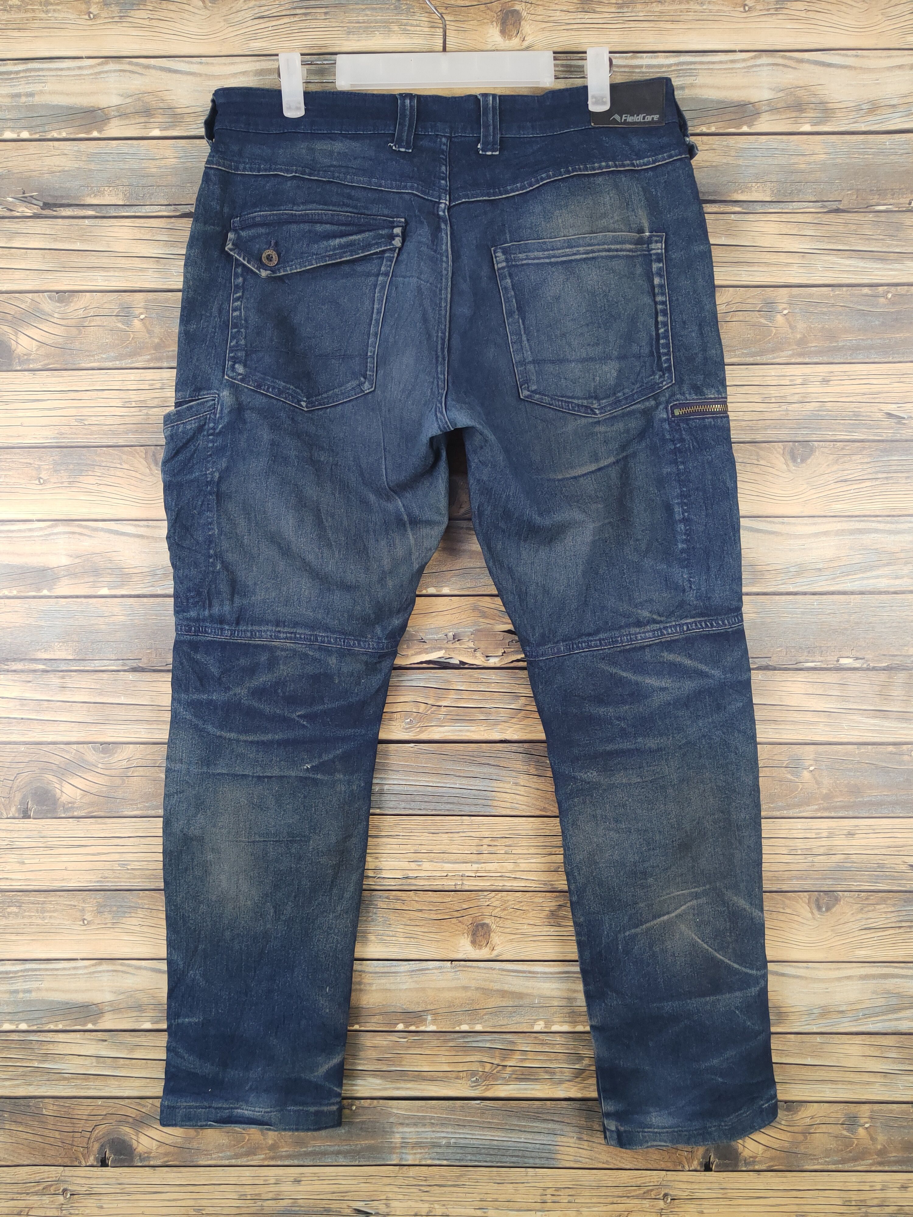 Japanese Brand FieldCore Dark Blue Distressed Ripped denim Jeans #W1995 Size US 34 / EU 50 - 7 Thumbnail