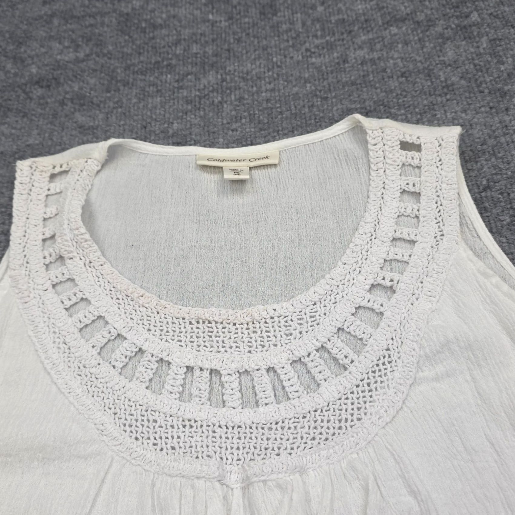 Coldwater Creek VINTAGE ColdWater Creek Cotton Tiered Shell Top Shirt Tank Women's PS White NWT Size S / US 4 / IT 40 - 4 Thumbnail