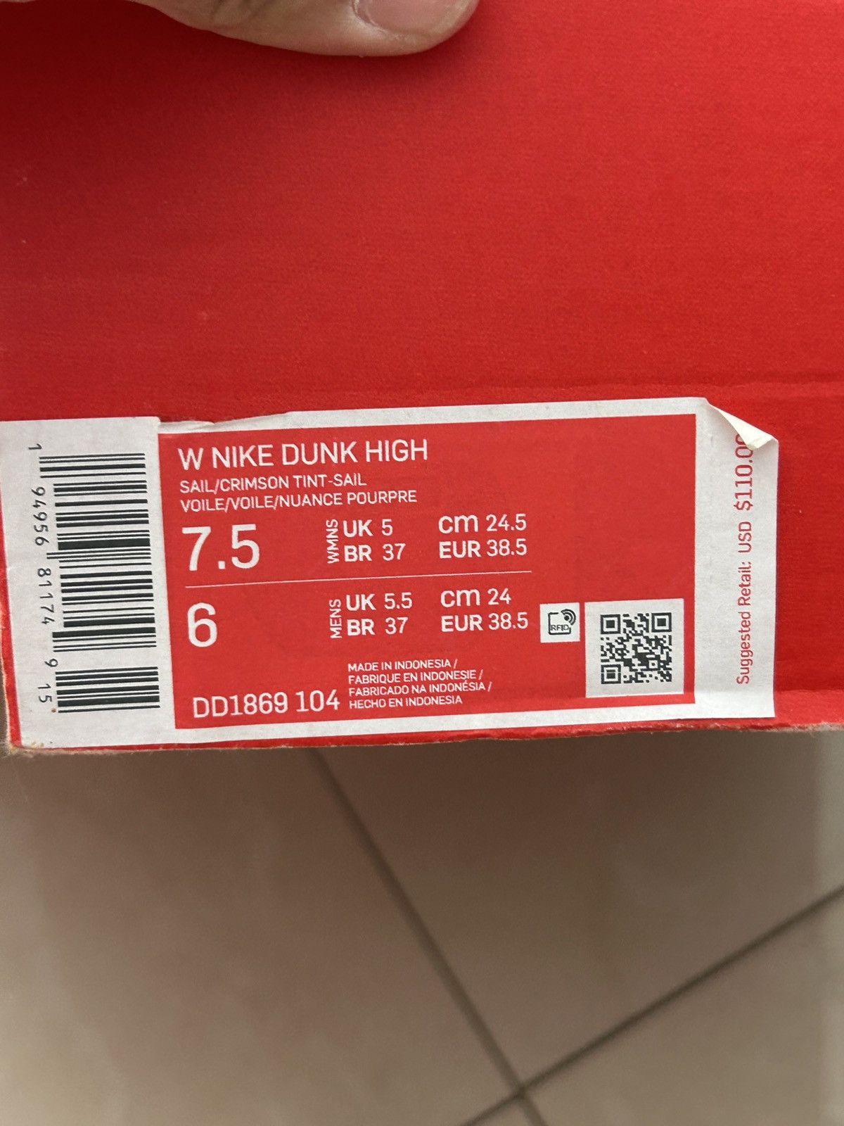 Nike Nike Dunk High Crimson Tint Size US 7.5 / IT 37.5 - 7 Thumbnail