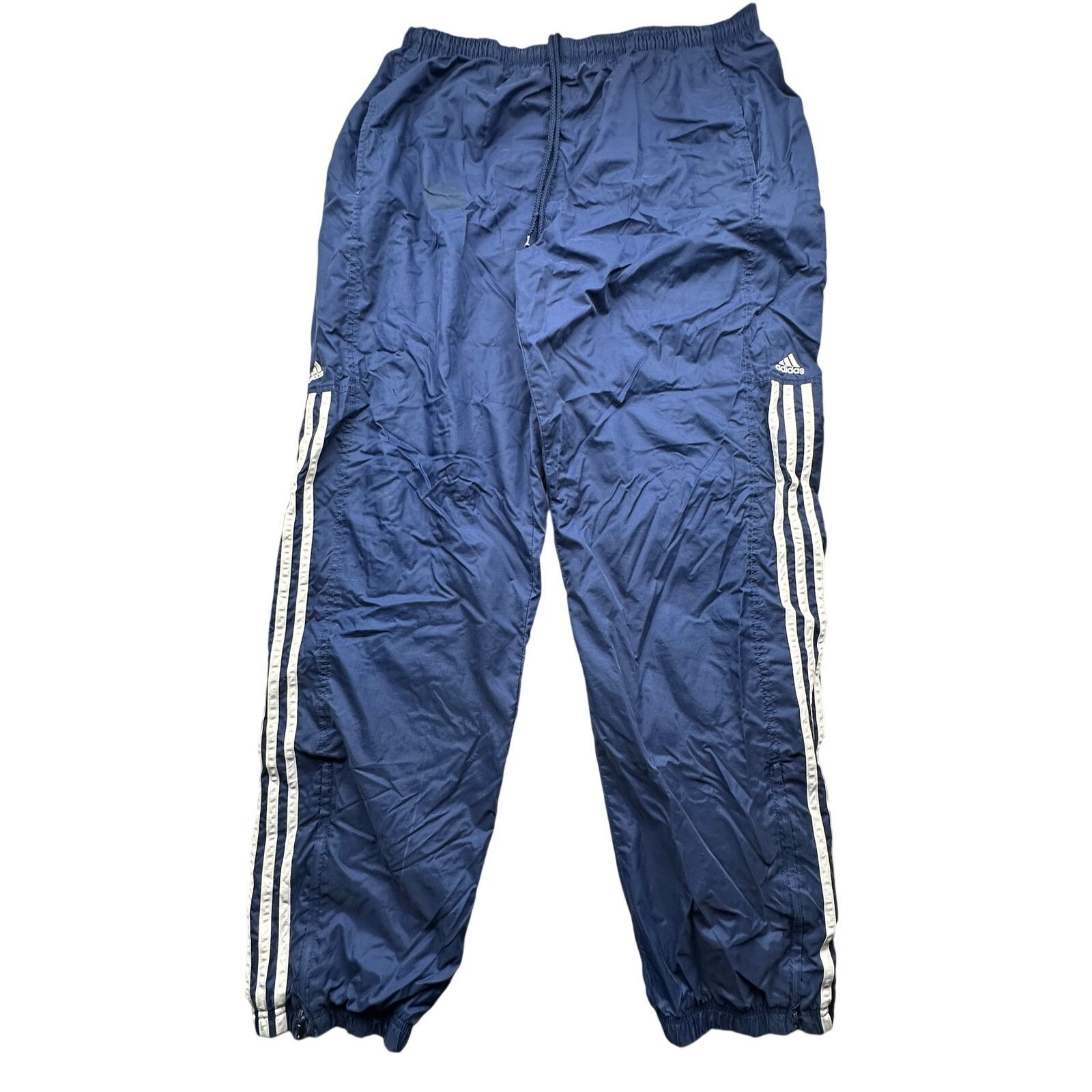 Adidas Vintage Y2K Adidas Windbreaker Pants Mens L Blue Ankle Zip Size US 33 - 1 Thumbnail