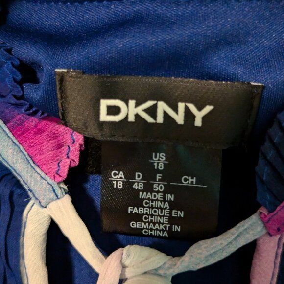 DKNY DKNY Tie V-Neck Sleeveless Pleated Chiffon Trapeze Shift Dre Size XXL / US 16-18 / IT 52-54 - 5 Thumbnail