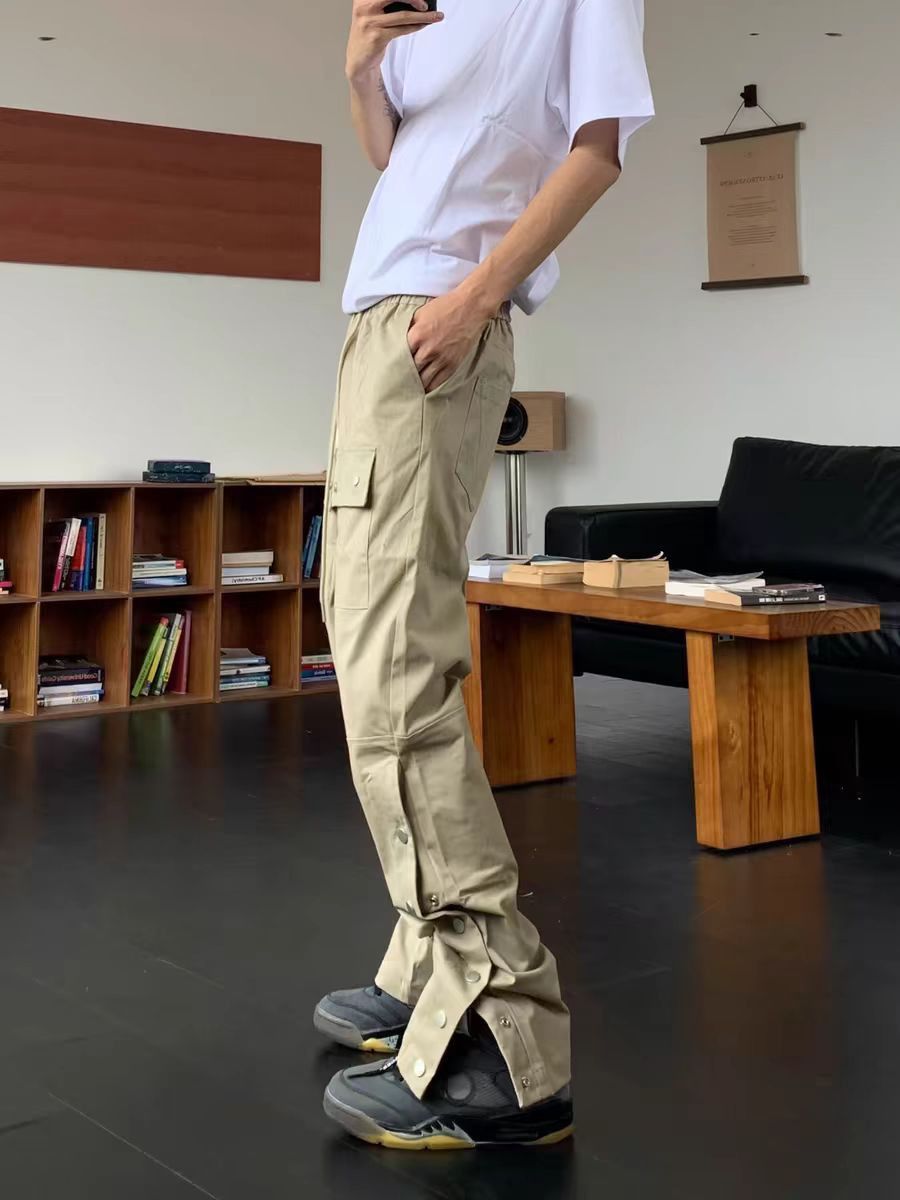 Japanese Brand × Vintage Buttoned khaki casual micro flare hip hop pants Size US 32 / EU 48 - 2 Thumbnail