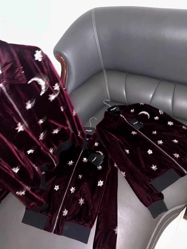 Saint Laurent Paris Saint Laurent Paris 16fw Red Velvet Star Moon Jacket-2506 Size US M / EU 48-50 / 2 - 1 Thumbnail