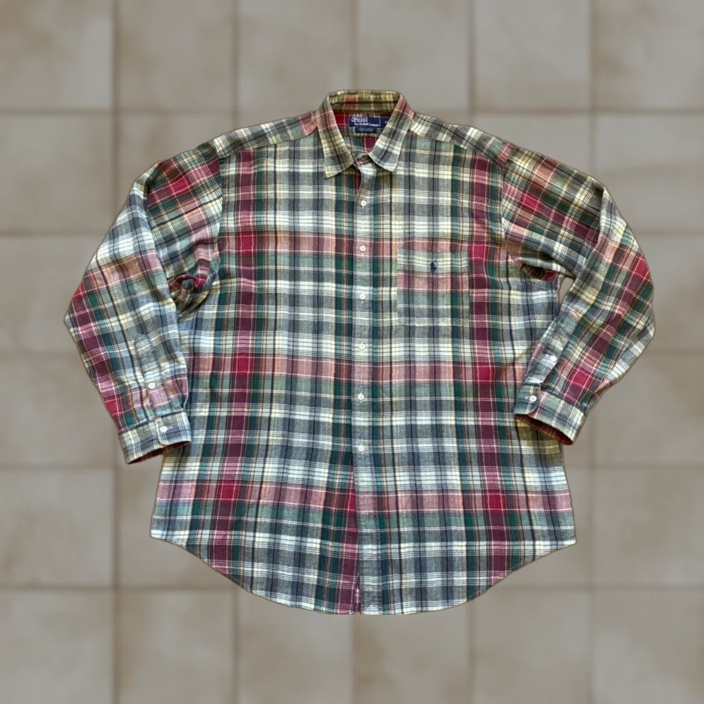 Polo Ralph Lauren VINTAGE Polo Ralph Lauren Lowell Sport Flannel Shirt Mens XL Green/Red Button-Up Plaid, Classic, All Seasons, Casual, Business, Travel, 100% Cotton Size US XL / EU 56 / 4 - 1 Thumbnail