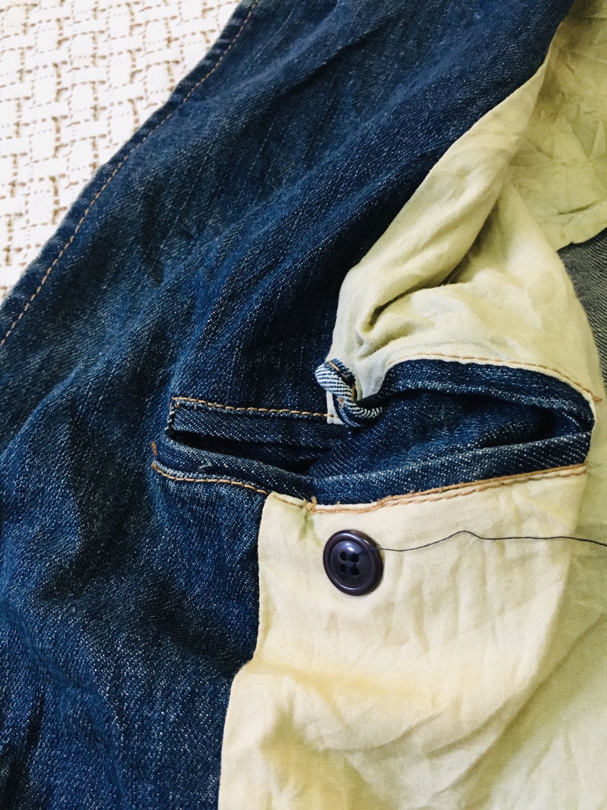 Japanese Brand Press Attache Spiral Zipper Denim Jacket (17) Size US L / EU 52-54 / 3 - 16 Thumbnail