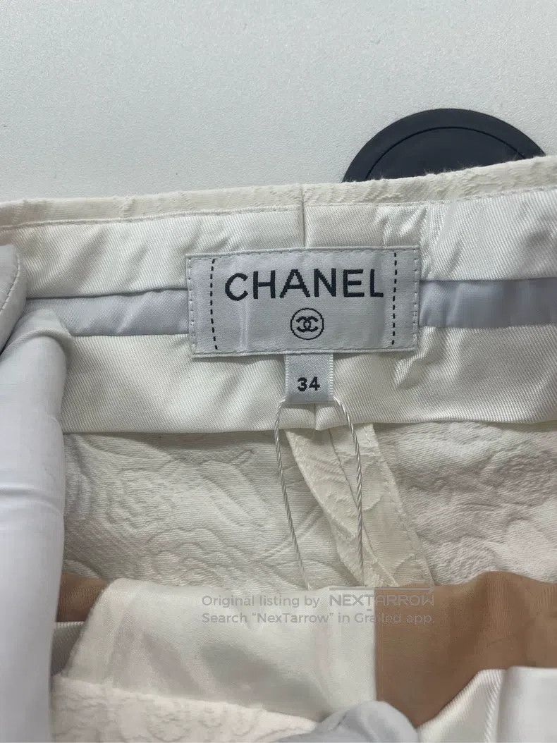 Chanel Beige printed wide-leg trousers