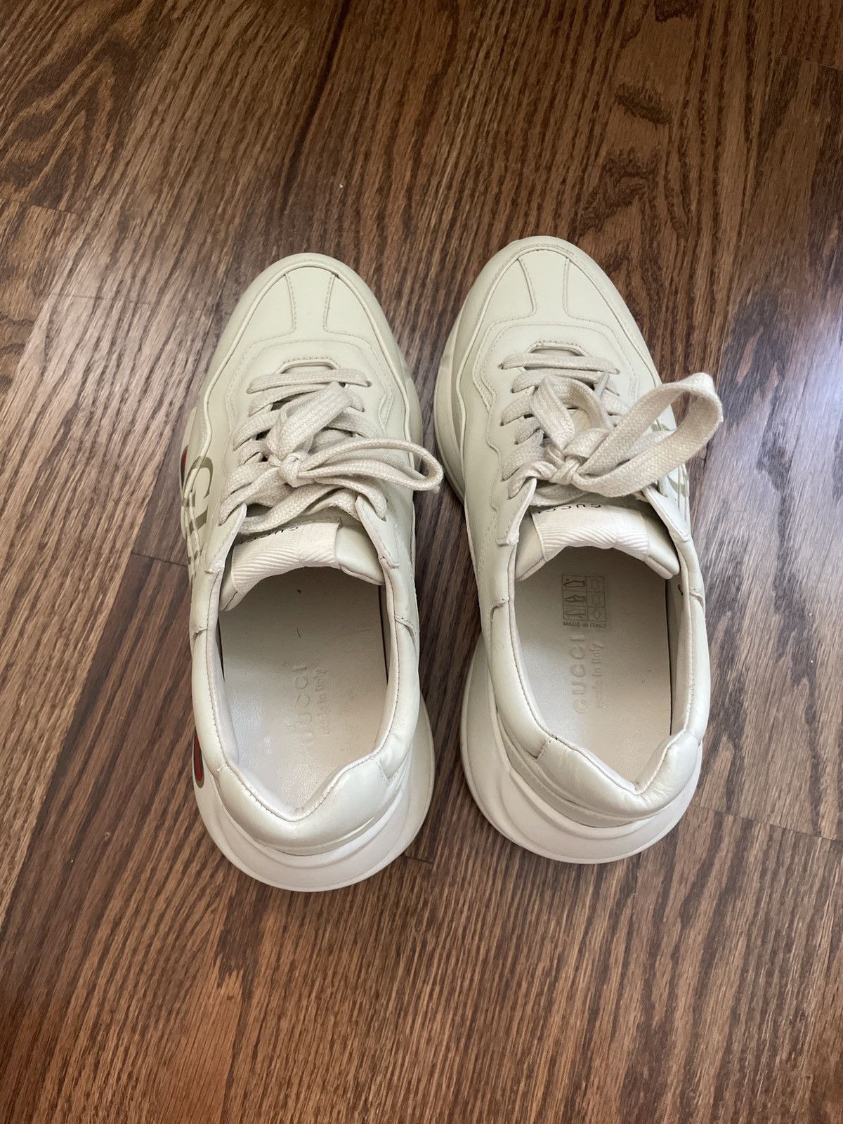 Gucci Womens Ivory Rhyton Gucci Logo Leather Sneaker (Size 36) Size US 6 / IT 36 - 5 Thumbnail