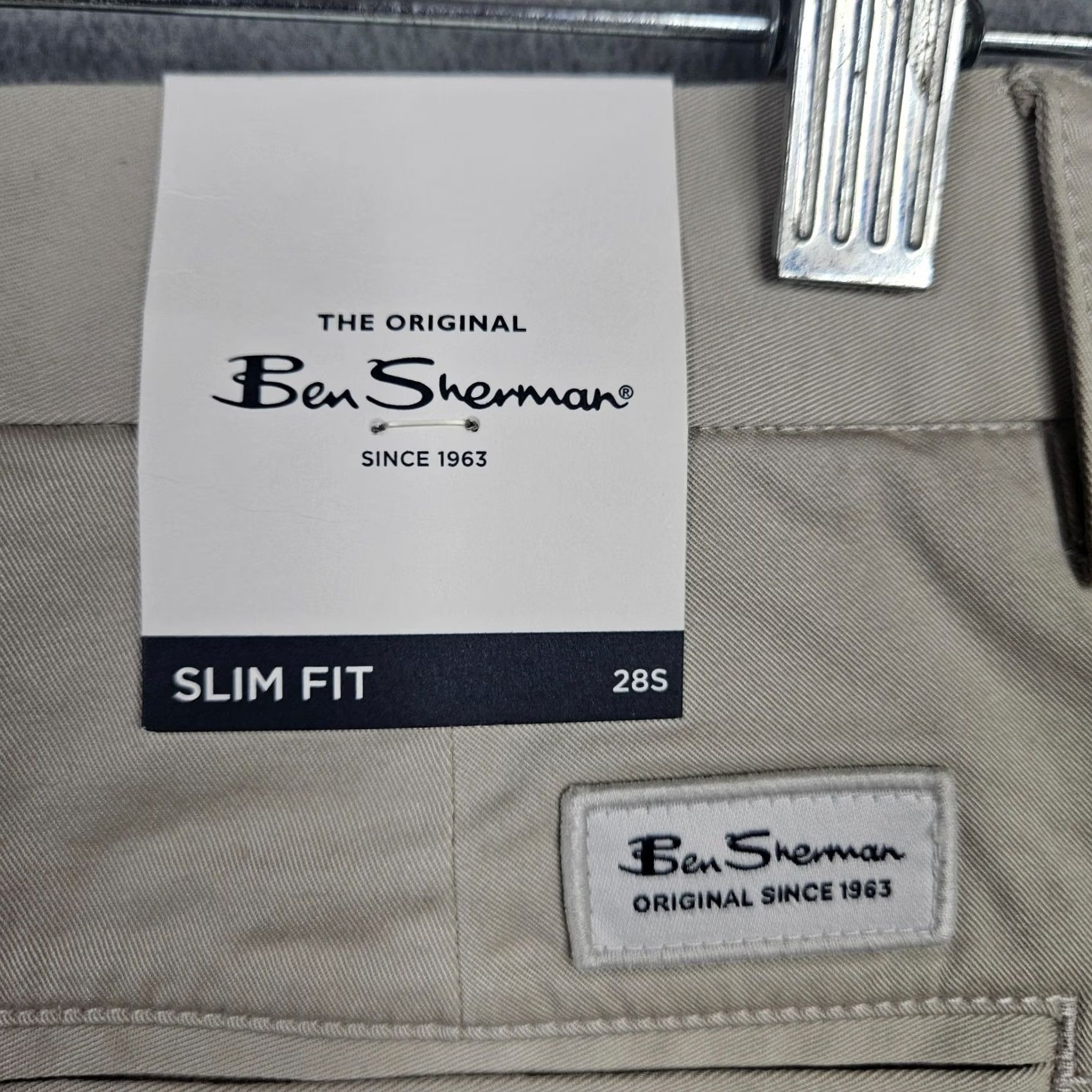 Ben Sherman Ben Sherman Men's The Original Stretch Slim Chino Pants 28S Beige Slim Straight 28 in Inseam 30 New Size US 28 / EU 44 - 3 Thumbnail